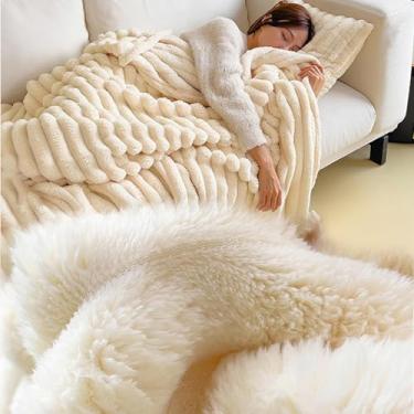 Imagem de Cobertor Reversível Quente King Size Sofá Aconchegante Fuzzy Capa De Textura Espacial, 1 White, 70 * 100cm