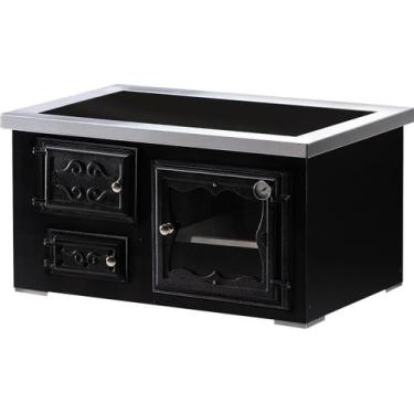 Imagem de Fogão a Lenha Roma Esquerdo Chapa Vitro Preto HMD