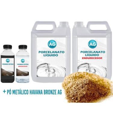 Imagem de Kit Porcelanato Líquido Metálico Havana Bronze Ag Por M - Resinas Ag