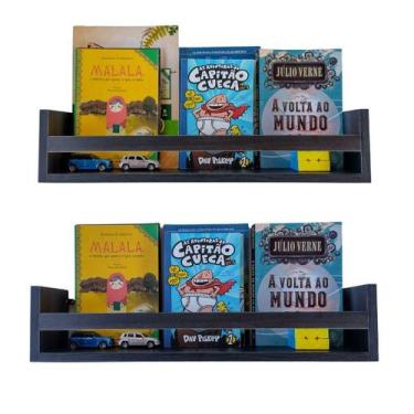 Imagem de 2 Prateleiras Livro Infantil Nicho Revisteiro Parede - Arte Cedro