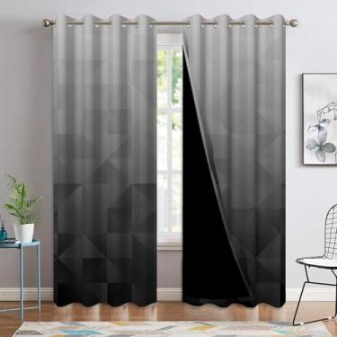 Imagem de Cortinas blackout de 203 cm de comprimento, 2 painéis, (90% de bloqueio de luz, escurecimento da sala, isolamento térmico), cortinas de janela com ilhoses com estampa geométrica gradiente para