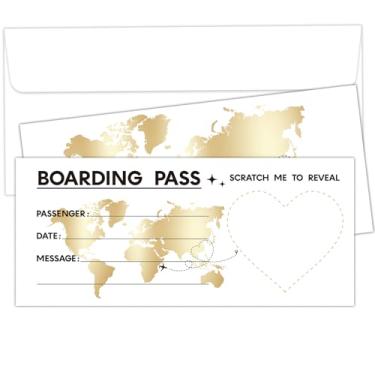 Imagem de Golden Ticket Avião Bilhetes de Viagem Surpresa Revelação, Cartão Revelado Destino Surpresa Faça Você Mesmo Bilhetes de Presente de Aniversário, Passagem de Embarque com Envelopes para Casamento