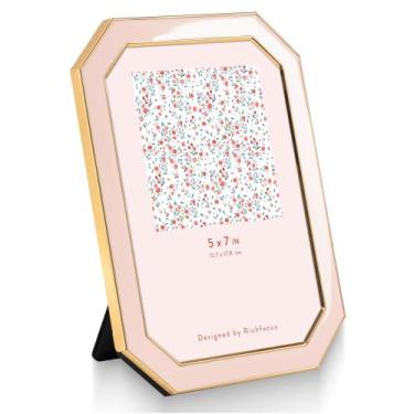 Imagem de Porta-retratos RICHFOCUS 5x7 Enamel Octagon Pink Metal Frame Metal