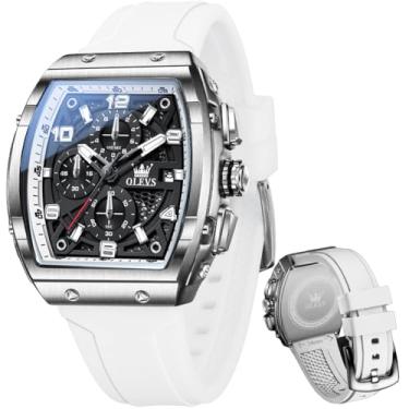 Imagem de OLEVS Relógios de pulso masculinos de couro marrom, dourado, analógico, quartzo, moderno, para negócios, data, luminoso, à prova d'água, casual, masculino, relógios brancos masculinos 76, relógio