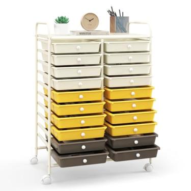 Imagem de Happygrill Ferramentas de carrinho organizador de 20 gavetas, carrinho de armazenamento utilitário móvel com gavetas removíveis e rodas bloqueáveis, carrinho de armazenamento com rodas para escritório