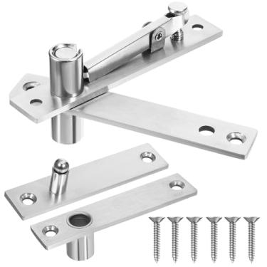 Imagem de Gadpiparty 1 par de dobradiças articuladas de porta resistentes para portas de madeira, rotação de 360 graus, dobradiça pivô invisível de aço inoxidável para estante secreta, 13,9 x 5,5 x 0,23