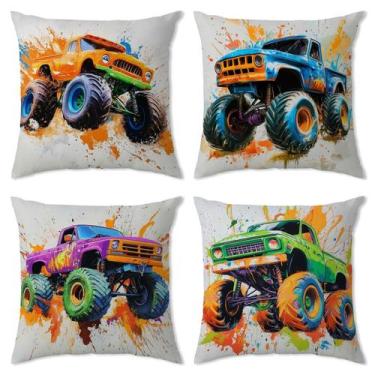 Imagem de Conjunto de capa de travesseiro YOOOAHU Monster Truck Cartoon 45 x 45 