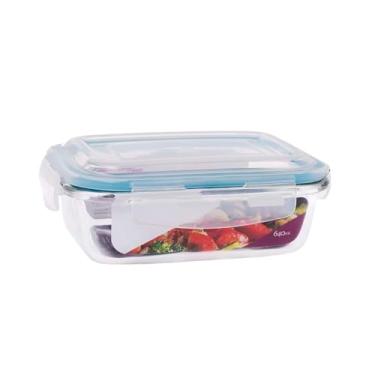 Imagem de Kit de Potes Herméticos de Vidro com Tampa de Silicone com 4 Travas (10, Transparente, 640ml)