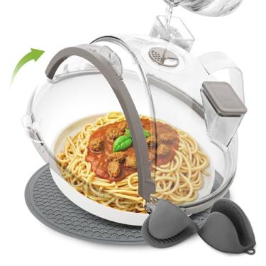 Imagem de SESENSE Conjunto de capa contra respingos de micro-ondas - capa de micro-ondas para alimentos com vaporizador de água, protetor contra respingos de 30,5 cm com tapete de micro-ondas de silicone e 2