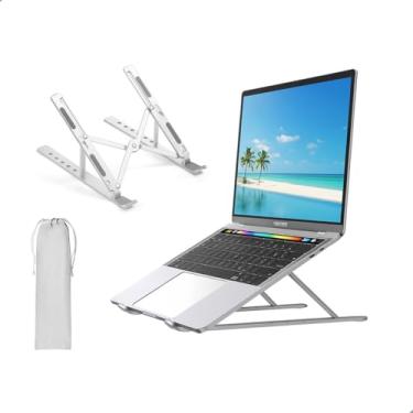 Imagem de Suporte De Notebook De Alumínio Ajustável Para Notebook Com 6 Ângulos |Dobrável E Ergonômico Para notebook de 10-17 Polegadas