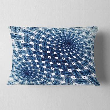 Imagem de Designart – Lombar floral grande em forma de 3D azul em forma de flor fractal para sala de estar, sofá, almofada de alta qualidade + capa de almofada impressa em ambos os lados 30,5 x 50,8 cm