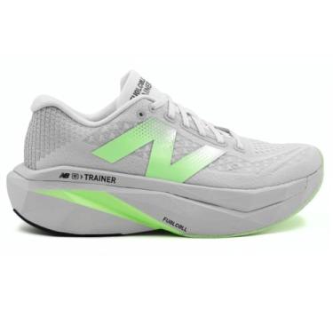 Imagem de New Balance FuelCell Supercomp Trainer V3 Tênis de corrida masculino, Matéria cinza/azul claro/prata metálico, 38