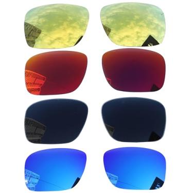 Imagem de Acefrog 4 pares de lentes polarizadas de substituição para óculos de sol Oakley Holbrook XXL OO9487 61 mm, ajuste perfeito, à prova de estilhaçamento, antiarranhões, pacote econômico, preto + azul