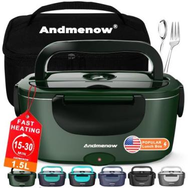 Imagem de Lancheira elétrica Andmenow 1.5L Portátil Aquecedor de Alimentos Verde