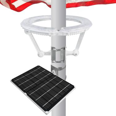 Imagem de RAYSLIT Flagpole Light Solar Powered, 32 Super-Bright LEDs Light 6400LM Last Long with Adjustable Metal Clamps Fits 2-6’ Flag Poles, for 15 to 25 Ft In-Ground Telescoping Flag Poles