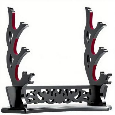 Imagem de FLURSAILE Suporte Para Espadas Com Padrão Vazado, Exibição De Varinhas Katana, Samurai (3 Níveis)