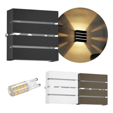 Imagem de 2X 1X Arandela De Parede Externa Slim 3 Friso E Led 5W G9 Mf