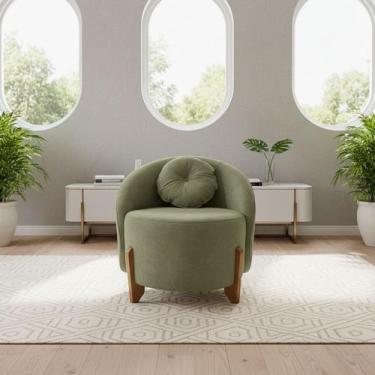 Imagem de Poltrona Orgânica Curva Amsterdã Boucle Verde Oliva - Montanari's Deco
