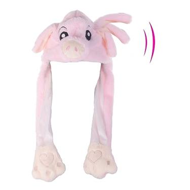 Imagem de GADMEXILY Chapéu de pelúcia com orelhas de animal para o dia das bruxas, Natal, cosplay, novidade, festa, boné para adultos e crianças (porco rosa)