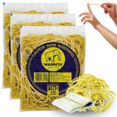 Imagem de Kit 3 Pacotes Elástico Dinheiro Látex Liga Para Escritório 300 Gramas 