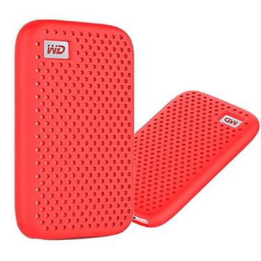 Imagem de Ferbao Capa de silicone compatível com disco rígido portátil WD My Passport SSD 500G/1T/2T/4T Acessórios Capa protetora de silicone macio (vermelha)