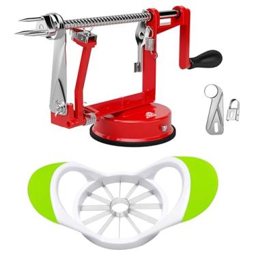 Imagem de Descascador de maçã + divisor de maçã (conjunto combo) – Cortador de 8 lâminas, máquina de descascar 3 em 1 para fatia, removedor de descascar e remover núcleo, base de sucção antiderrapante, lâminas