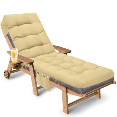 Imagem de Tycdiose Almofada de espreguiçadeira para área externa, à prova d'água, almofadas de substituição para móveis ao ar livre, espessas 188 x 55 x 12 cm, almofadas antiderrapantes para poltrona de piscina