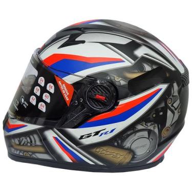 Imagem de Capacete Moto Fechado Fw3 Gtn R1 Preto Azul Vermelho Tam 60