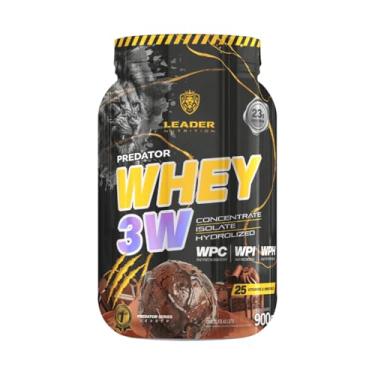 Imagem de Leader Nutrition Predator Whey 3W, Proteína Concentrada, Isolada e Hidrolisada, Chocolate ao Leite, 900g, 23g Proteína por Porção