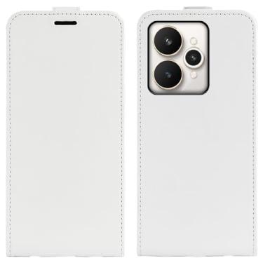 Imagem de XZDWH Capa para Oppo Realme 15 5G, Slim Vertical Flip Folio Capa Protetora de Couro PU Fecho Magnético com Slot para Cartão para Oppo Realme 15 Pro 5G (Branco, para Realme 15 Pro 5G)