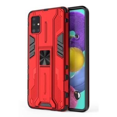 Imagem de SORAKA Capa para Samsung Galaxy A51 4G com suporte Capa de proteção resistente para Samsung Galaxy A51 4G Capa com placa de metal para suporte magnético para carro Capa Silm Fit