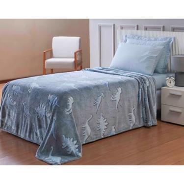 Imagem de Manta Shine Mágica Fluorescente Solteiro 1,50m x 2,20m – Microfibra Luminosa que Brilha no Escuro Infantil (JURRASIC MARINHO)