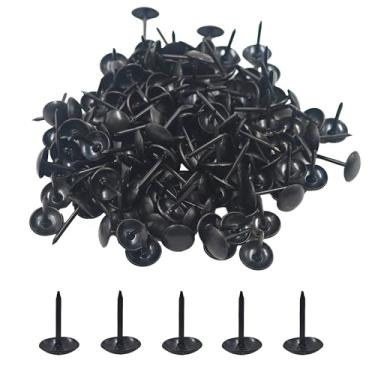 Imagem de STFRBTH 200 peças 11 x 13 mm pretas, pregos de móveis de cabeça redonda, tachas de polegar de metal para projetos DIY, sofá, quadro de cortiça, decoração de casa
