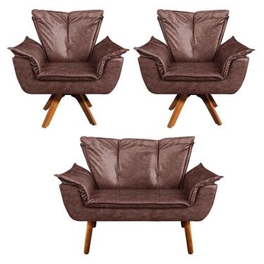 Imagem de Kit 01 Namoradeira E 02 Poltronas Opala Corano Marrom
