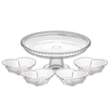 Imagem de Conjunto De Potes Formato Coração Com Prato Para Bolo Com Pé Em Crista