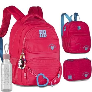 Imagem de Kit Mochila Rb + Lancheira Termica + Estojo Rebecca Bonbon, Rosa-chicl