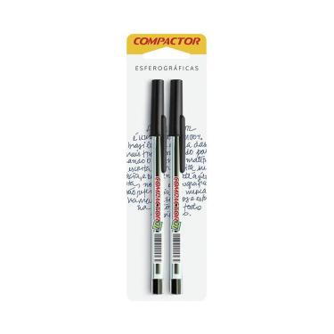 Imagem de Caneta Esferográfica Compactor 0.7mm Preta com 2 Unidades