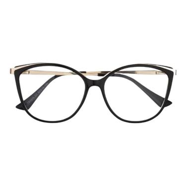 Imagem de Armação Óculos Grau Feminina Gatinho Wuhan Preta