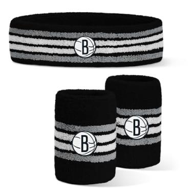 Imagem de For Bare Feet Conjunto de faixa e pulseira com logotipo da equipe oficialmente licenciado do Brooklyn NETS da NBA, cor do time OSFM