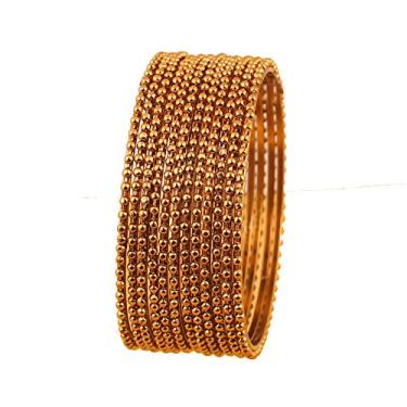 Imagem de Touchstone Pulseira indiana Bollywood bonita mão Gear Beaten Metal com bordas de corte fino Canal Trabalho Designer Joias Pulseiras em tom dourado para mulheres.,