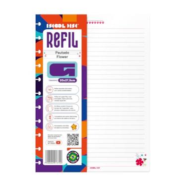 Imagem de Refil Caderno De Disco IsCool Pautado Flor Grande 90g 50 F