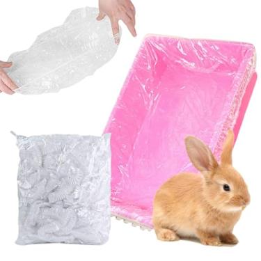 Imagem de Ouliget Bolsa descartável para gaiola de coelho com elástico, caixa de areia portátil de tamanho grande para animais de estimação, filme de banheiro universal para animais pequenos para pássaros