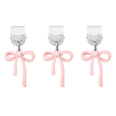 Imagem de 3 peças de berloques para telefone, pingente de plugue de poeira de laço rosa compatível com portas de carregamento Kindl e telefone tipo C, acessórios bonitos Kindl, berloque, presente para amigos