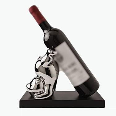Imagem de GRFIT Ganchos de pesca elefante coelho suporte de garrafa de vinho para decoração de casa, suporte de garrafa de vinho, suporte de exibição de armário de bar, prateleira de armazenamento de mesa para