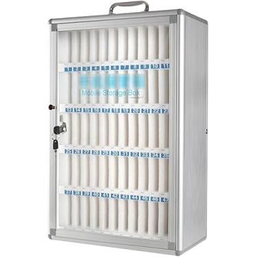 Imagem de Armário De Armazenamento De Telefone Organizador De Telefone Celular Transparente Montado Na Parede Caixa De Telefone Celular Para Funcionários Da Oficina Estudante Gerencia, Silver, 60 bits