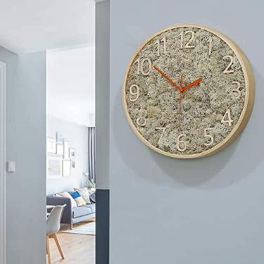 Imagem de Relógio de parede de 30 cm, relógio de arte criativa silencioso com moldura de madeira, escala numeral tridimensional gravada, para crianças, sala de estar, quarto, cozinha, escola, decoração de