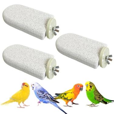 Imagem de PINVNBY 3 peças grande gaiola de pássaro poleiro natural papagaio bico moagem pedra periquito cálcio brinquedo mastigar plataforma de suporte de pássaro para calopsita Conure Lovebird Finch