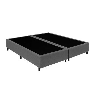 Imagem de Base Cama Box Queen Bipartido Cinza Suede 40x158x198 - Santo Box FR