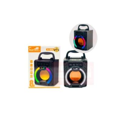 Imagem de EletroMex Caixa de Som Portátil Bluetooth, 8W, LED Multicolorido, Rádio FM, TWS, Bateria 600mAh, Modelo EL-1056, Entrada USB/SD