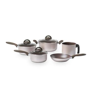 Imagem de Jogo de Panelas Brinox 5 Peças Ceramic Life Nevada Champanhe